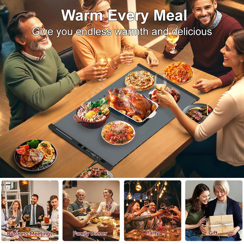 Electric Food Warmer Mat Silicone Foldable Food Warming Heater For Coffee Food Plate Warming Tray Dining Table Fast Heating Mat