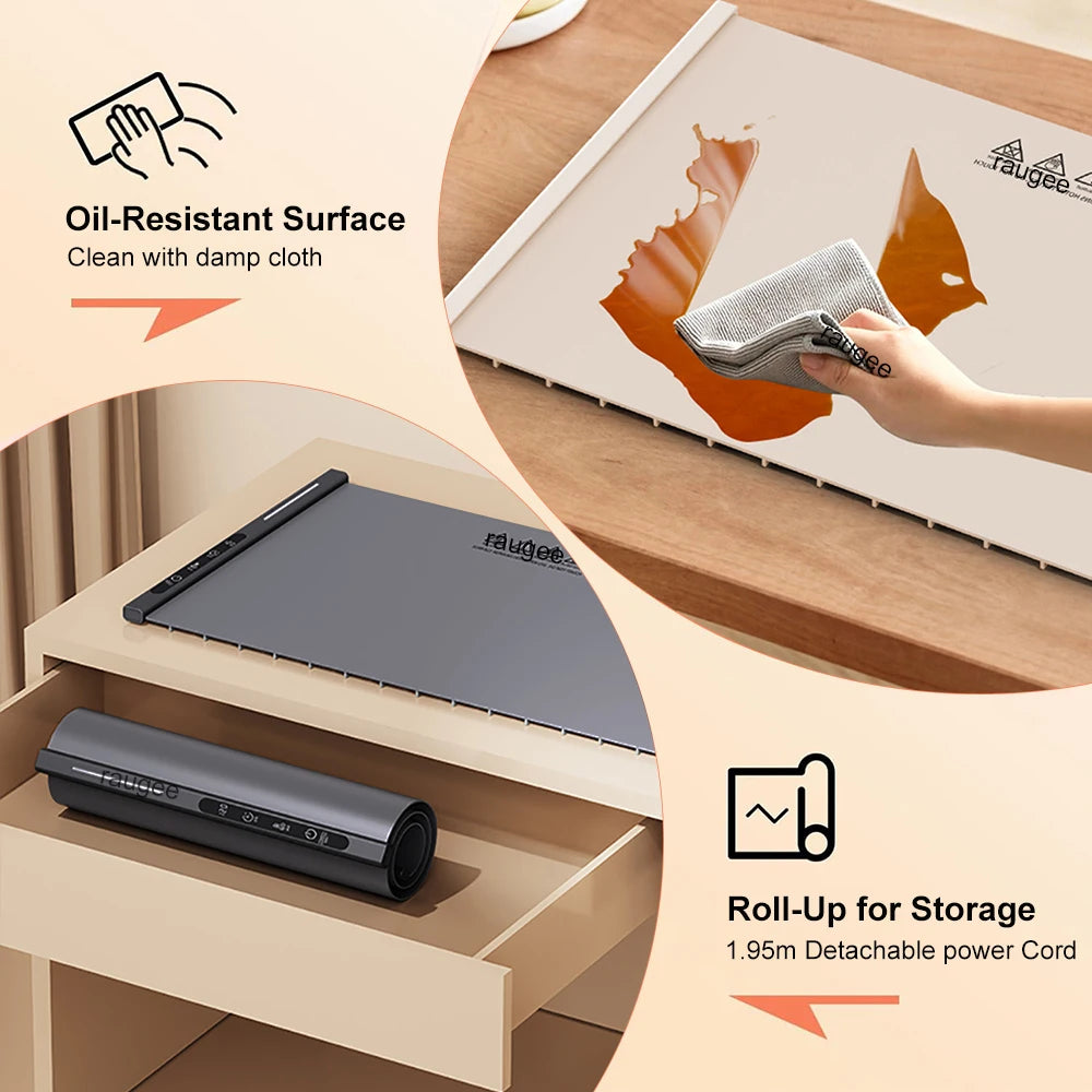 Electric Food Warmer Mat Silicone Foldable Food Warming Heater For Coffee Food Plate Warming Tray Dining Table Fast Heating Mat