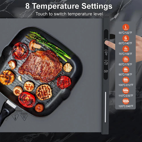 Electric Food Warmer Mat Silicone Foldable Food Warming Heater For Coffee Food Plate Warming Tray Dining Table Fast Heating Mat